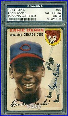 Ernie Banks 1954 Topps Rookie Autograph PSA/DNA Authentic Cubs Legend