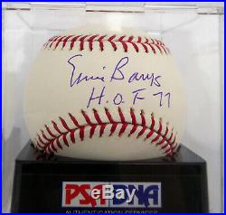 Ernie Banks Autographed MLB Baseball Cubs HOF 77 Graded 10 PSA/DNA #G60174