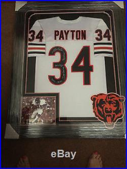 Extremely Rare Walter Payton Framed And Autographed White Jersey Psa/dna Cert