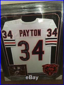 Extremely Rare Walter Payton Framed And Autographed White Jersey Psa/dna Cert