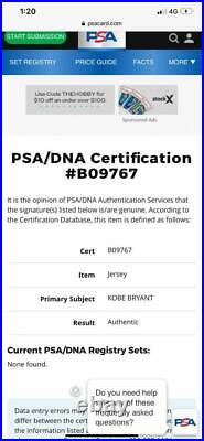 FRAMED Autographed/Signed KOBE BRYANT 33x42 LA Purple Jersey PSA/DNA COA Auto