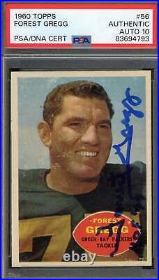 Forest Gregg Gem Mint 10 PSA DNA Signed 1960 Topps Rookie Autograph