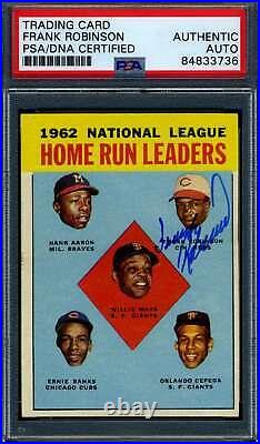 Frank Robinson PSA DNA Signed 1963 Topps 1962 Leaders Autograph