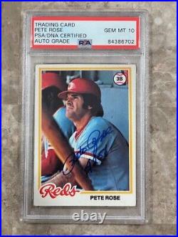 Gem 10 Auto Pete Rose Signed Autographed 1978 Topps Card Reds Psa/dna 84386702