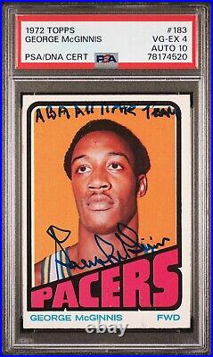 George McGinnis Signed 1972 Topps RC Rookie PSA 4 DNA 10 AUTO HOF ABA All Time