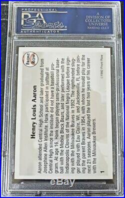 HANK AARON Autographed 1992 Front Row All Time Great PSA/DNA Authentic Auto $400