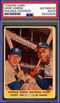 Hank Aaron PSA DNA Signed 1958 Topps WS Batting Foes Autograph