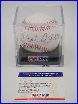 Hank Aaron Psa/dna Graded 9.5 Mint+ Signed Official Mlb Baseball Autographed