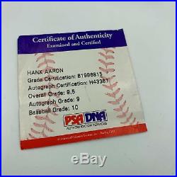 Hank Aaron Signed MLB Baseball Autograph PSA DNA Graded Gem Mint 10 Overall 9.5