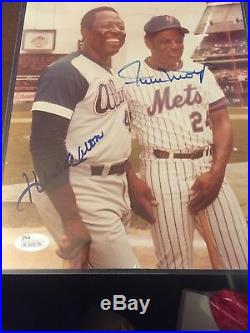 Hank Aaron Willie Mays HOF Dual Signed Auto Autograph 8x10 Photo PSA/DNA