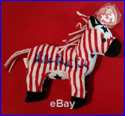 Hillary Clinton Autograph Democratic Ty Beanie Baby Lefty-psa/dna Authenticated
