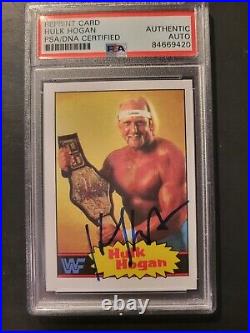 Hulk Hogan Signed 1985 Topps Rookie Reprint Auto Autograph PSA DNA BGS WWF WWE