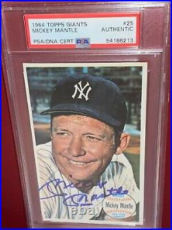 INVEST GEM SIGNED 1964 Topps Giants HOF MICKEY MANTLE Autographed AUTO PSA DNA