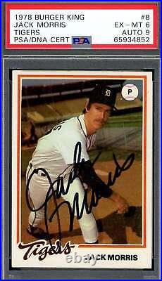 Jack Morris Mint 9 PSA DNA Signed 1978 Topps Burger King Rookie Autograph