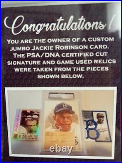 Jackie Robinson Cut Autograph Relic PSA DNA Jersey Bat