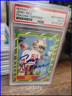 Jerry Rice 1986 Topps Rc Rookie Reprint Signed Autograph Psa Dna Authentic Auto