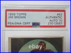 Jim Brown 1958 Topps Rc Rookie #62 Signed Auto Autograph Psa 4 Psa/dna 10 Auto