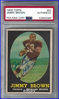 Jim Brown HOF 1971 Signed 1958 Topps Football #62 RC Rookie PSA DNA AUTO