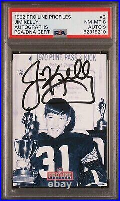 Jim Kelly HOF Pop1 N MINT ON-CARD AUTO PSA DNA 1992 Pro Line Profiles Autos