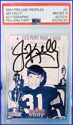 Jim Kelly HOF Pop1 N MINT ON-CARD AUTO PSA DNA 1992 Pro Line Profiles Autos