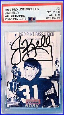 Jim Kelly HOF Pop1 N MINT ON-CARD AUTO PSA DNA 1992 Pro Line Profiles Autos