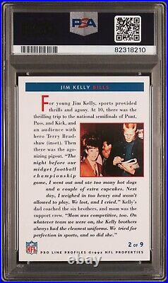 Jim Kelly HOF Pop1 N MINT ON-CARD AUTO PSA DNA 1992 Pro Line Profiles Autos