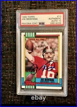 Joe Montana Autograph 1990 Topps #13 HOF 49ers NFL PSA/DNA AUTO 10