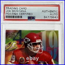 Joe Montana Chiefs Flair Hot Numbers Autograph PSA/DNA Flair Auto 1994 Card 8/15