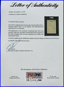 John F. Kennedy Signed Autograph Tls Psa/dna Authentic