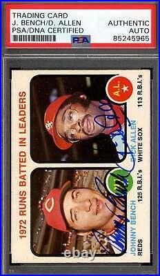 Johnny Bench Dick Allen PSA DNA Signed 1973 Topps 1972 Leaders Autograph