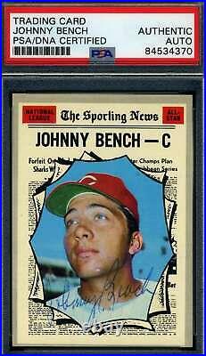 Johnny Bench PSA DNA Vintage Signed 1970 Topps AS Autograph