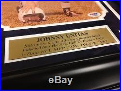 Johnny Unitas Autographed 8x10 Photo Psa Dna Framed Baltimore Colts Signed NFL
