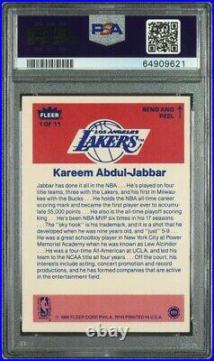 Kareem Abdul-Jabbar HOF Signed 1986 Fleer Sticker 1 PSA PSA/DNA 10 AUTO Centered