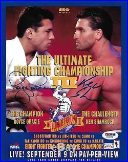 Ken Shamrock & Royce Gracie Signed 8x10 Photo PSA/DNA COA UFC 3 Poster Autograph