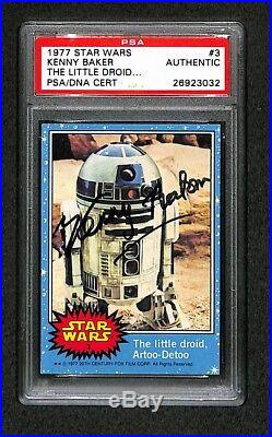 Kenny Baker R2-d2 1977 Topps Star Wars Signed Autograph Auto Rookie Card Psa/dna