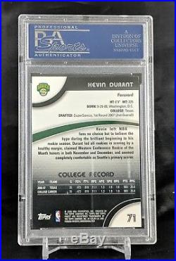 Kevin Durant 2007-08 Topps Finest Rc Rookie Card Auto Psa/dna Finals Mvp