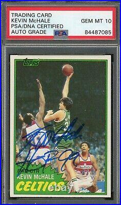 Kevin McHale 1981 Topps Autographed Basketball Rookie Card #75 Graded PSA 10