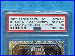 Khabib Nurmagomedov Auto Panini 2021 UFC Champion Signatures MOJO Prizm PSA 10