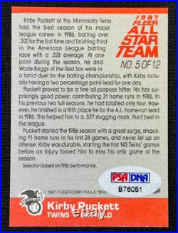 Kirby Puckett 1987 Fleer All Star Team Autograph PSA/DNA Authenticated