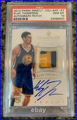Klay Thompson 2012 Immaculate Rpa Patch Auto Rc #007/100 Psa 10 Gem Mint Rookie