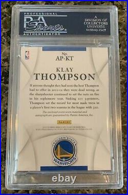 Klay Thompson 2012 Immaculate Rpa Patch Auto Rc #007/100 Psa 10 Gem Mint Rookie