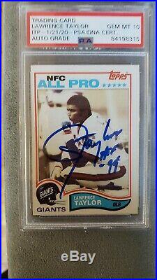 LAWRENCE TAYLOR SIGNED 1982 TOPPS Rookie Card PSA DNA ITP GEM MINT 10 Autograph