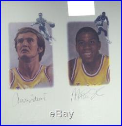 Lakers Legends Autographed Framed Lithograph 5 Sigs Chamberlain Psa/dna 113533
