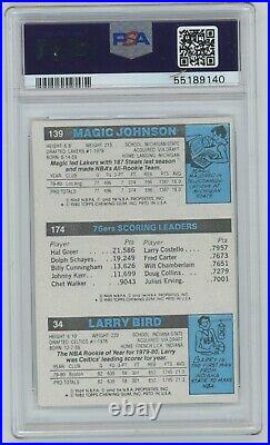 Larry BIRD Magic JOHNSON Julius Erving SIGNED 1980 Topps Rookie Card PSA 10 Auto
