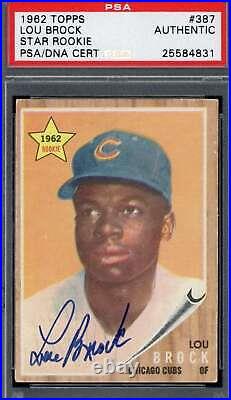 Lou Brock PSA DNA Signed 1962 Topps Rookie Autograph