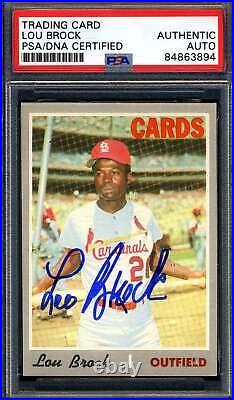 Lou Brock PSA DNA Signed 1970 Topps Autograph