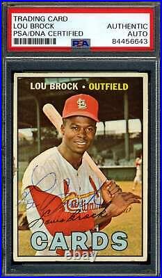 Lou Brock PSA DNA Vintage Signed 1967 Topps Autograph