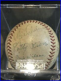 Lou Gehrig, Jimmie Foxx and 4 more HOF players signed autograph baseball PSA/DNA