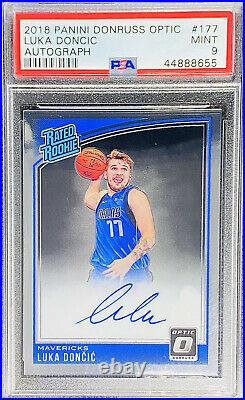 Luka Doncic 2018-19 Donruss Optic Rated Rookie ON CARD AUTO Mint PSA 9