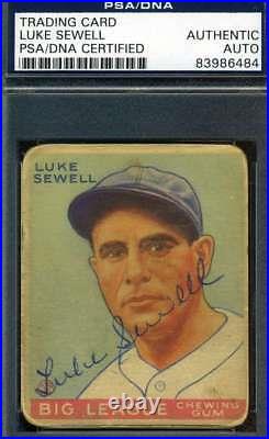 Luke Sewell 1933 Goudey Hand Signed Psa/dna Original Authentic Autograph